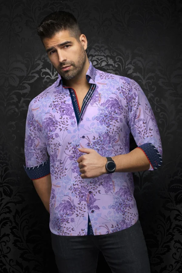 Beckett | Lavender | Navy | Floral | Print | Long Sleeved Shirt