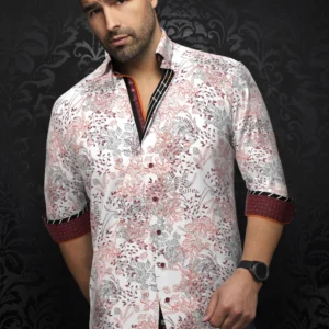 Beckett | White | Burgundy | Floral | Print | Long Sleeved Shirt