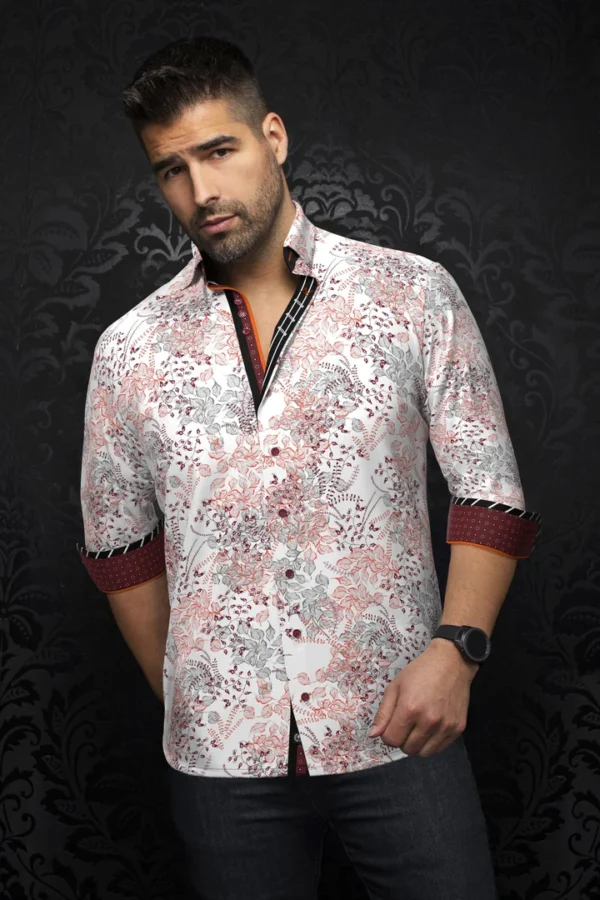 Beckett | White | Burgundy | Floral | Print | Long Sleeved Shirt
