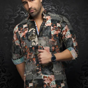 Bretano | Black | Rust | Print | Long Sleeved Shirt