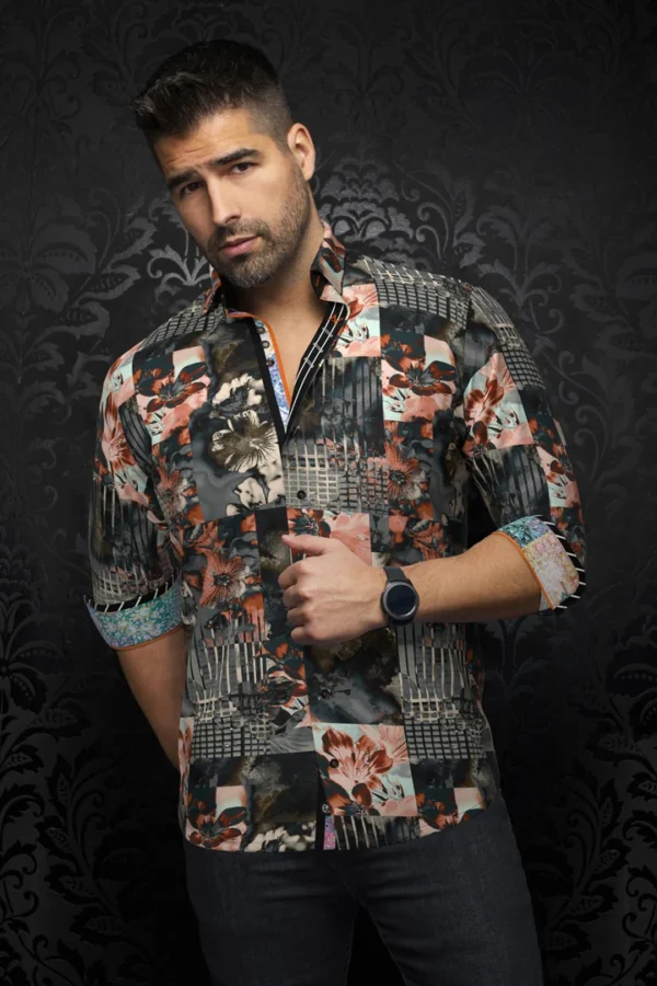 Bretano | Black | Rust | Print | Long Sleeved Shirt