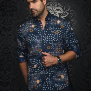 Floriani | Navy | Orange | Print | Long Sleeved Shirt