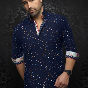 Orion | Navy | Multi Colour | Polka Dot | Long Sleeved Shirt