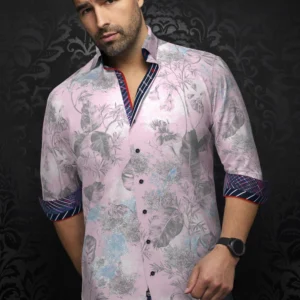 Zane | Pink | Grey | Floral Print | Long Sleeved Shirt