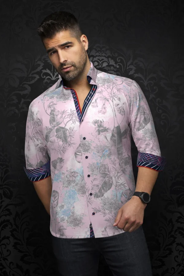 Zane | Pink | Grey | Floral Print | Long Sleeved Shirt