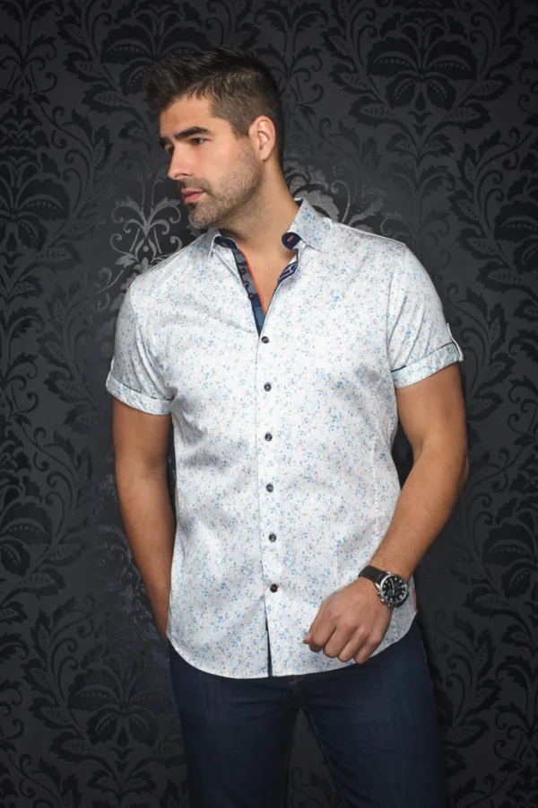 Alfieri | White | Blue | Short Sleeved Shirt