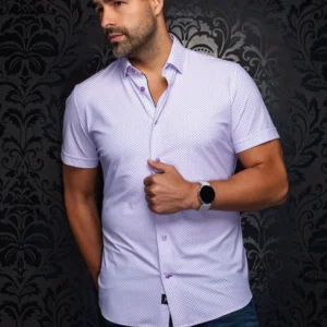 Nylon | Lavender | Pin Dot | Short Sleeved Shirt