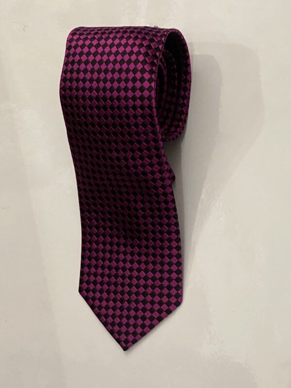 Magenta | Black | Diamond Print | Silk Tie