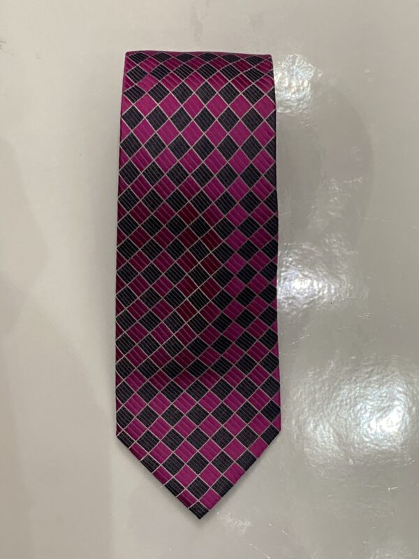 Magenta | Navy | Diamond Print | Silk Tie