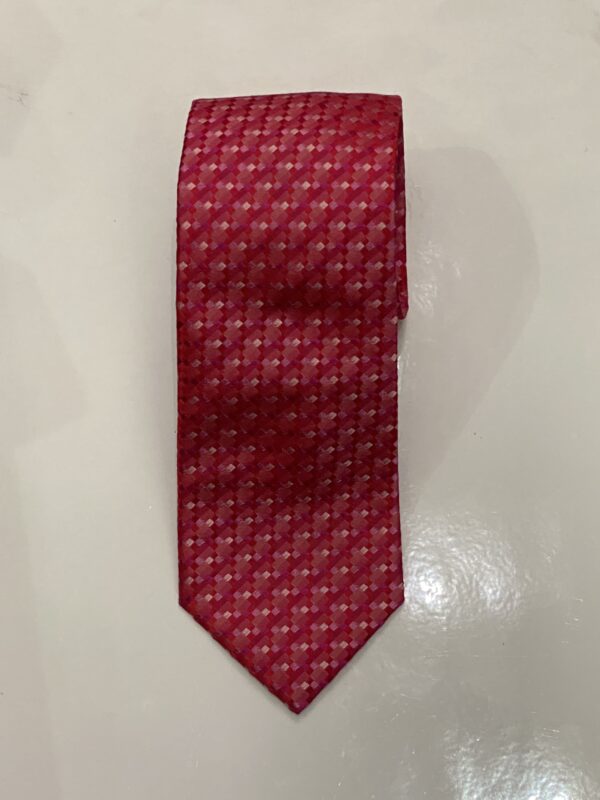 Deep Pink | Magenta | Red | Small Diamond Print | Silk Tie