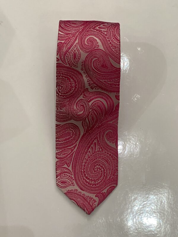 Deep Pink | Grey | Print | Silk Tie