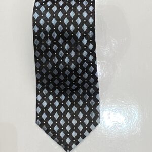 Black | Pastel Blue | White | Diamond Print | Silk Tie