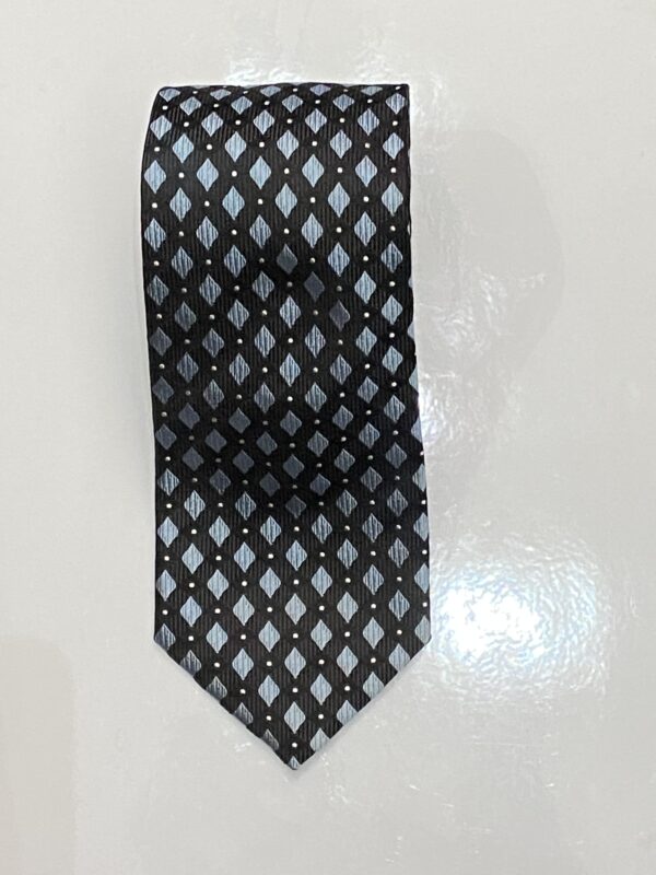 Black | Pastel Blue | White | Diamond Print | Silk Tie