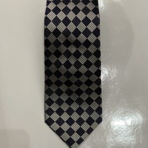 Grey | Navy | Diamond Print | Silk Tie