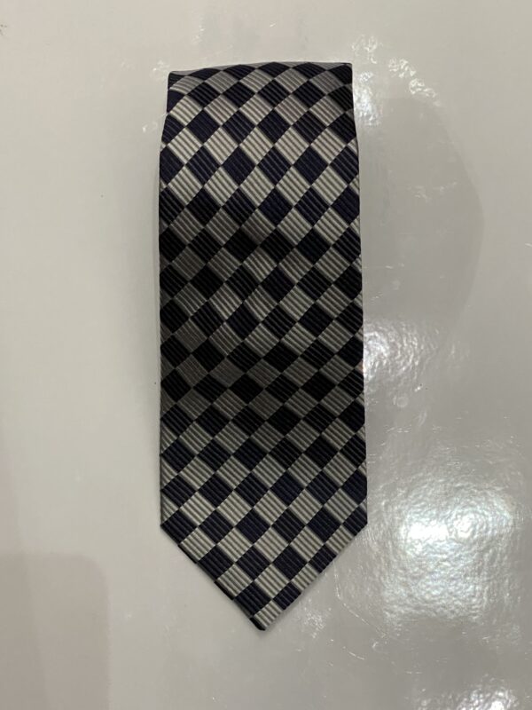 Grey | Navy | Diamond Print | Silk Tie