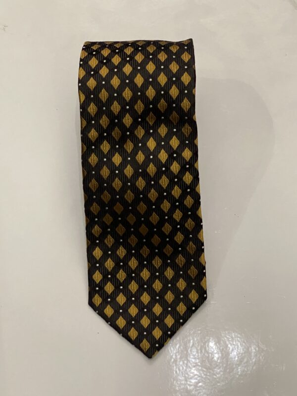 Black | Gold | White | Diamond Print | Silk Tie