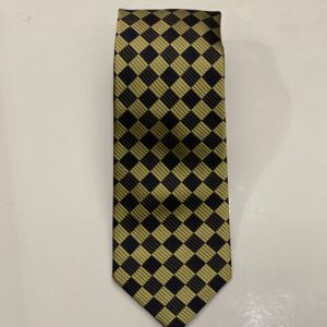 Gold | Navy | Diamond Print | Silk Tie