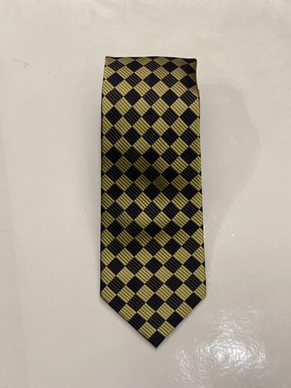 Gold | Navy | Diamond Print | Silk Tie
