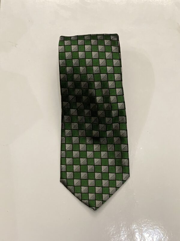 Hunter Green | Grey | Square Print | Silk Tie