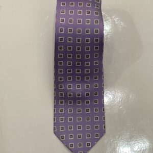 Lavender | Grey | Square Print | Silk Tie