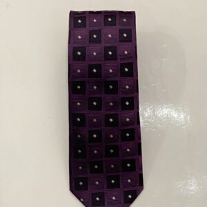 Purple | Navy | Square Print | Silk Tie
