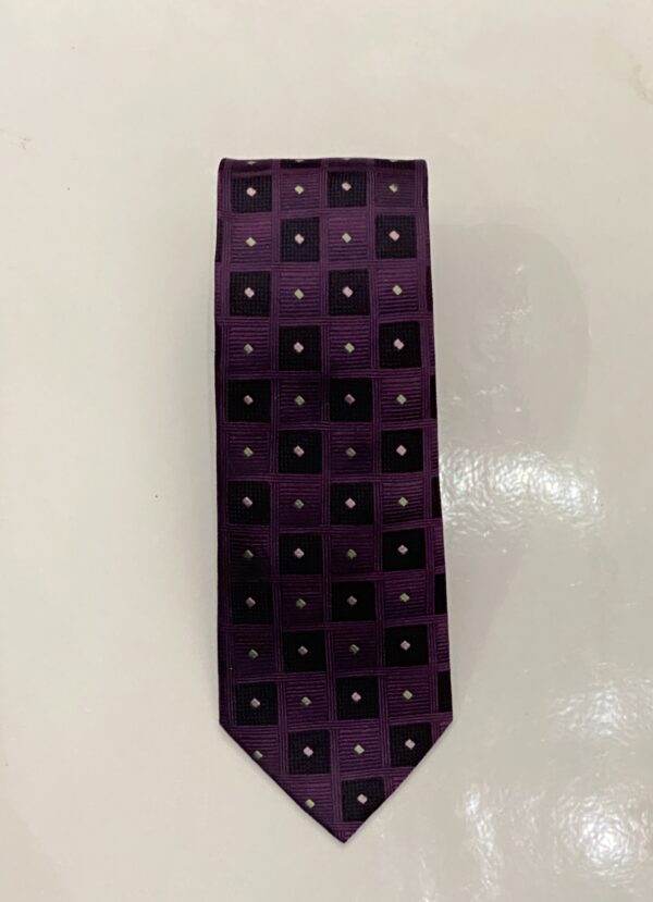 Purple | Navy | Square Print | Silk Tie