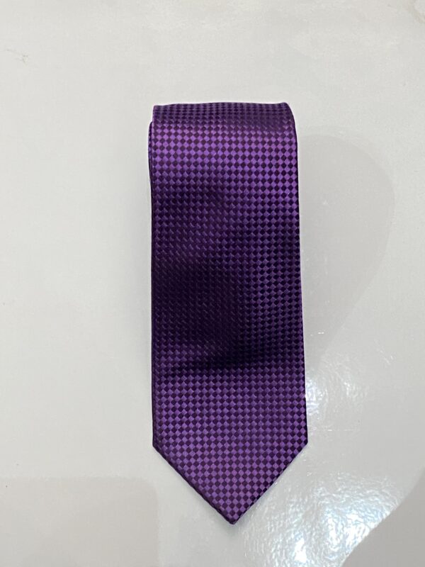 Purple | Navy | Small Diamond Print | Silk Tie