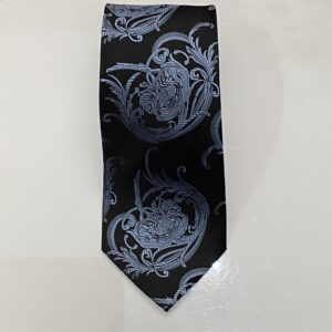 Black | Glaucous Blue | Print | Silk Tie