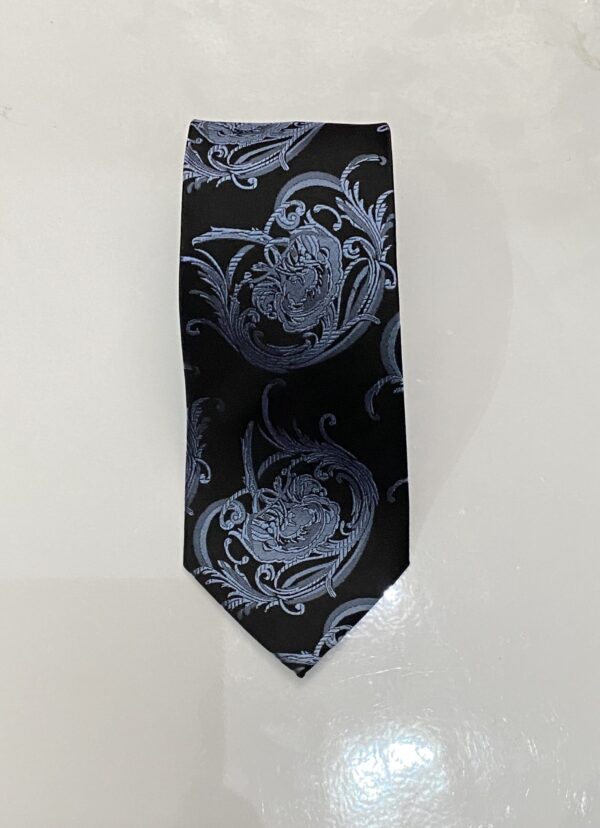 Black | Glaucous Blue | Print | Silk Tie