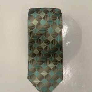 Turquoise | Dark Grey | Diamond Print | Silk Tie