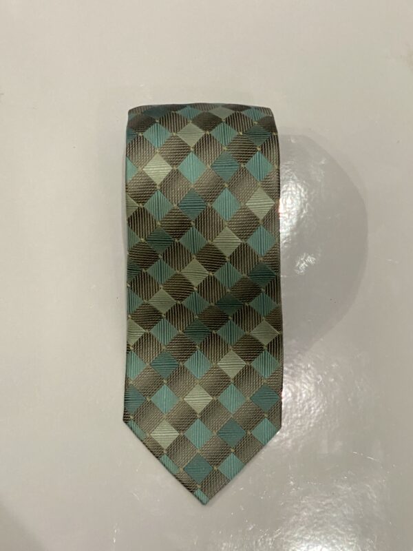 Turquoise | Dark Grey | Diamond Print | Silk Tie
