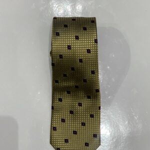 Gold | Navy | Red | Square Print | Silk Tie