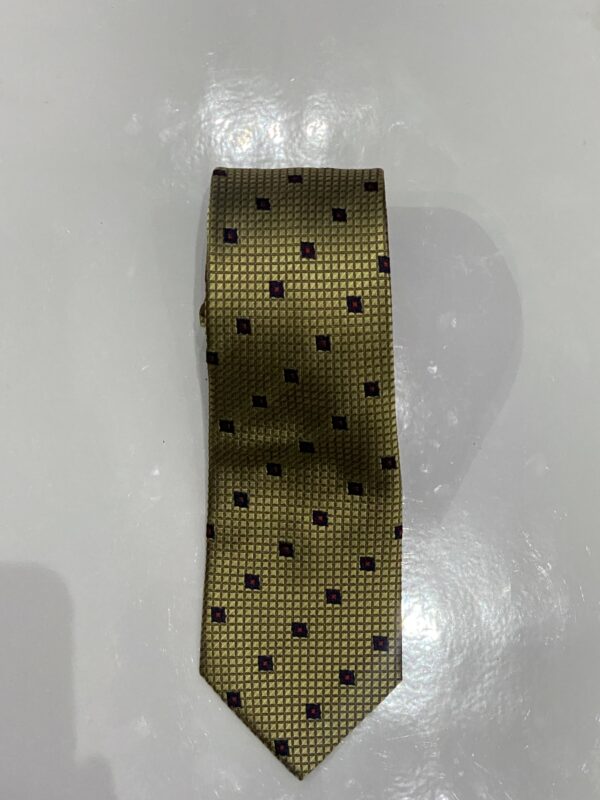 Gold | Navy | Red | Square Print | Silk Tie