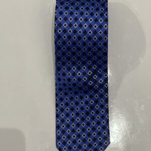 Indigo Blue | White | Black | Diamond Print | Silk Tie