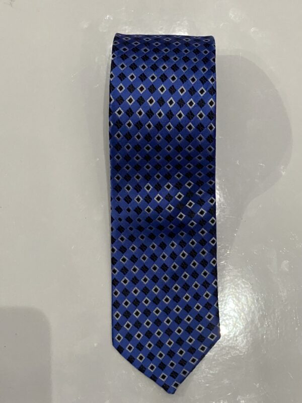 Indigo Blue | White | Black | Diamond Print | Silk Tie