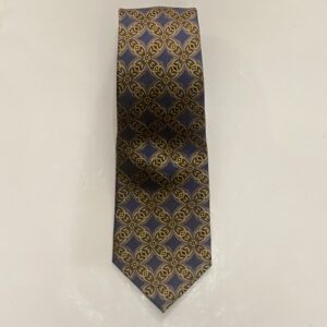 Gold | Blue | Floral Print | Silk Tie