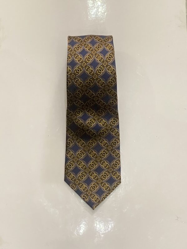 Gold | Blue | Floral Print | Silk Tie