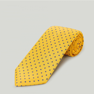 Yellow | Navy | Polka Dot | Print | Silk Tie