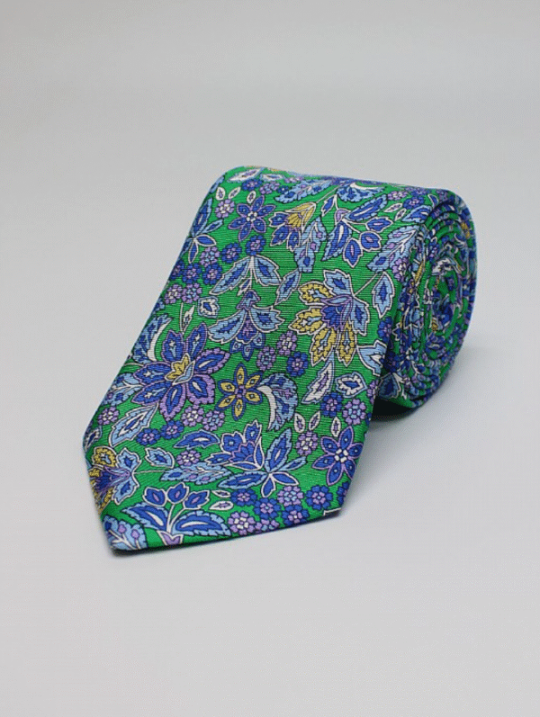 Green | Blue | Floral | Silk Tie