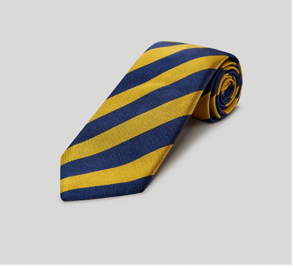 Navy | Gold | Stripe | Woven | Silk Tie