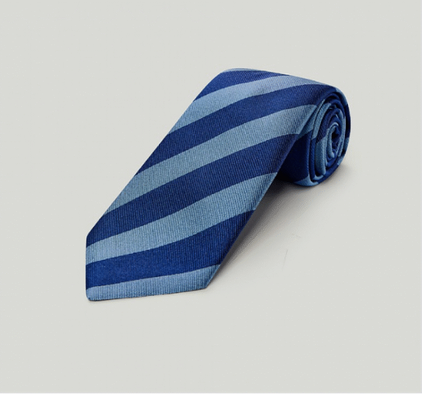 Navy | Sky Blue | Stripe | Woven | Silk Tie