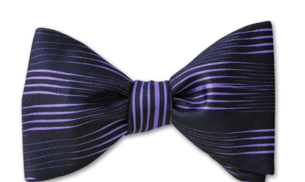 Purple | Black | Stripe | Silk Bow Tie